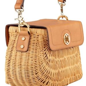 SOLD-Tory Burch rare lacquered wicker basket bag